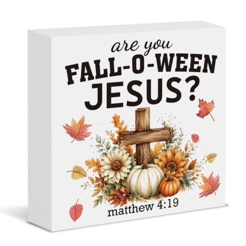 Fall Bible Verse Sign Decor Wood Block Sign - Are You Fall-O-Ween Variation 19
