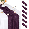 6 Pack Dark Purple Cheesecloth Table Runner 17 x 108 Inch Boho Wedding Decor