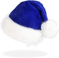 Adult Blue Plush Santa Hat - Velvet Christmas Hat for Holiday & Party Decor