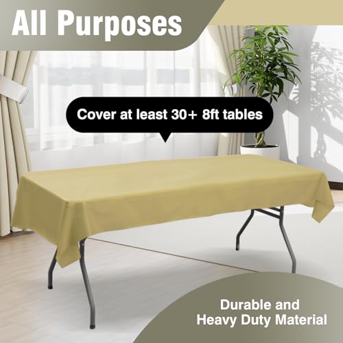 Gold Plastic Table Cover Roll 3600x40 Inch Rectangular Disposable Banquet Tablecloth