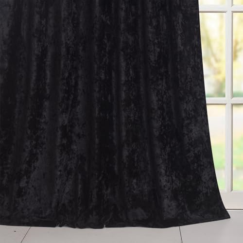 Black Velvet Curtains 84 Inches Long 52W x 84L Pack of 2 - Elegant Home Drapes