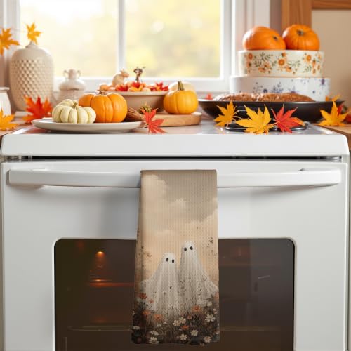 Halloween Wildflower Ghost Kitchen Towels - 22 Color Variations 16x24 Inches
