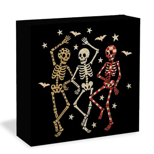 Halloween Skeleton Wooden Sign - Spooky Desk Decor for Home & Office