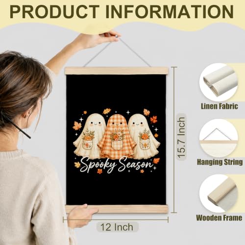Halloween Ghost Fall Canvas Wall Art Decor 12x16 - Linen Style