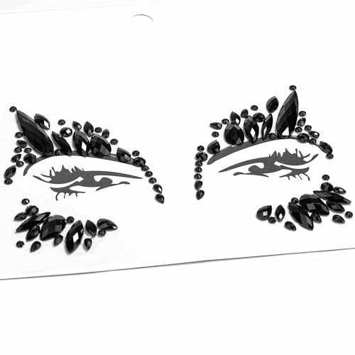 Black Face Gems Stick On Halloween Makeup Jewelry for Women