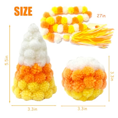 Halloween Candy Corn Decor Set - Mini Yarn Trees & Fall Table Centerpieces