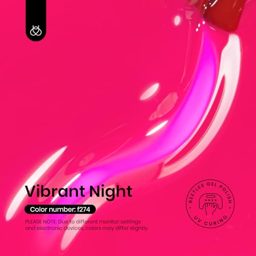 Beetles Neon Hot Pink Gel Nail Polish - Vibrant Night Variation 15ML