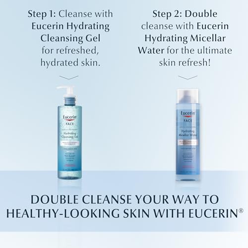 Eucerin Face Gentle Cleansing Hydrating Micellar Water with Hyaluronic Acid, Face Cleanser and Makeup Remover, Fragrance Free and Non-Drying for All Skin Types, 13.5 Fl Oz Bottle