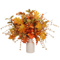 Artificial Fall Foliage Stems for Vase Bouquet - 6 Pack Orange Autumn Decor