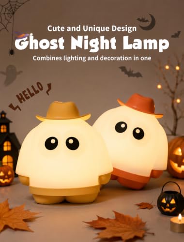 Halloween Ghost Night Light Dimmable Ghost Lamp for Spooky Decor - Yellow Variation