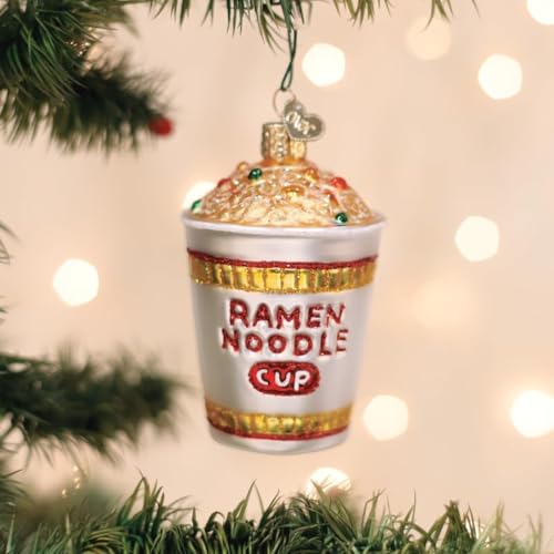 Glass Ramen Noodle Cup Ornament - Handcrafted Holiday Tree Decoration