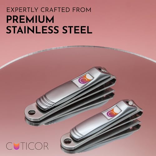 Stainless Steel Nail Clipper Set for Thick Nails with Travel Tin - Durable & Ergonomic