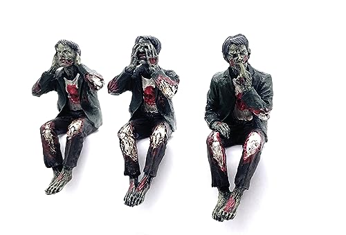 Zombie Figurines Shelf Sitters - See Hear Speak No Evil Horror Decor