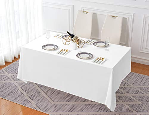 Rectangular White Tablecloth 90x156 Inch for 8 Foot Tables - Elegant Polyester Cover - Variation: 156" x 90"