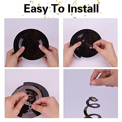 Black Iridescent Party Hanging Swirl Decorations - 30 Pieces