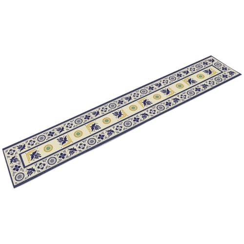 Ceramic Mexican Table Runner 13x36 Inches - Blue Floral Birds, Farmhouse Decor
