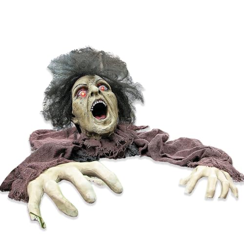 Clawing Zombie Groundbreaker Halloween Yard Decoration with LED Eyes - 10x25 Inches