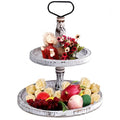 2-Tier Round Rustic Cupcake Stand with Handles - Cake Display & Dessert Tray