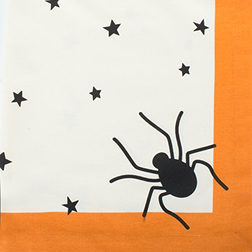 Halloween Tablecloth 52x52 Inch Black Stars & Spiders on Off-White Cotton