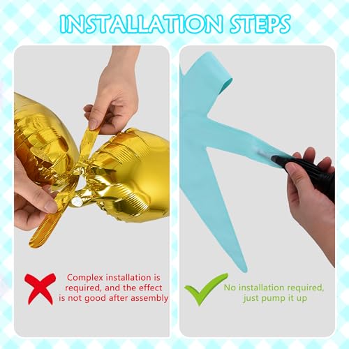 Blue Green Explosion Star Foil Balloons - 8 Pcs Party Decoration