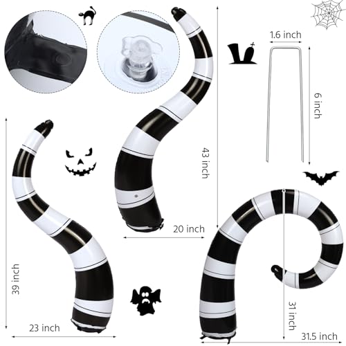 Inflatable Halloween Worm Decorations - Large Yard & Outdoor Decor Set of 3