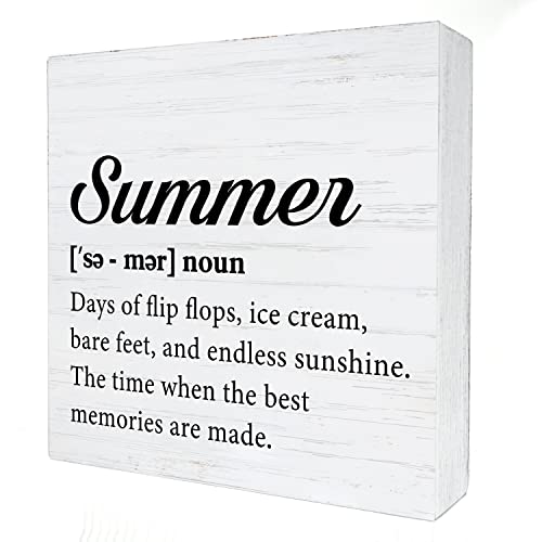 Multicolor E Rustic Summer Wooden Sign - 5x5 Inch Desk & Wall Decor