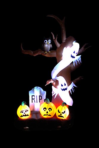 9 FT Halloween Inflatable Tree with Ghosts, Pumpkins, and Owl - Spooky Yard Decoration