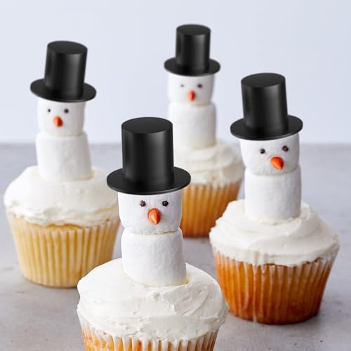Mini Black Top Hats for Crafts Party Decorations 60-Pack