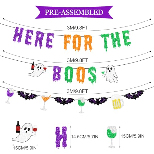 Halloween Party Banner - Glittery Here for The Boos Decorations Set