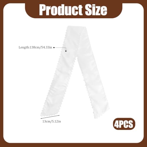 White Satin Wreath Sash Set - 4 Pieces with Plain Trim for Front Door Decor