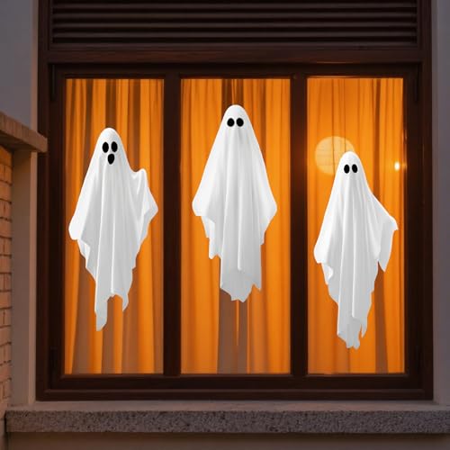 Large Ghost Window Clings Halloween Decorations Set - Spooky Mirror Decals