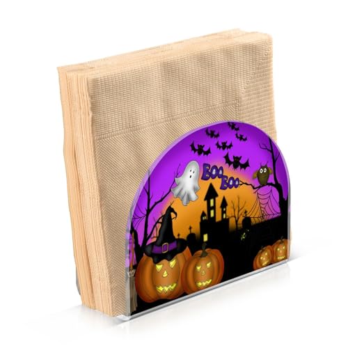 Halloween Night Pumpkin Acrylic Napkin Holder Lantern Bat Witch - Multi 53.17