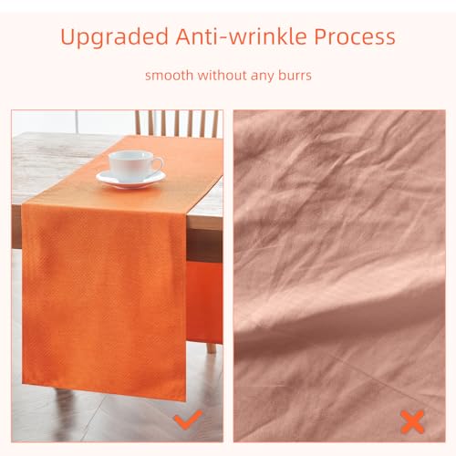 Bright Orange Faux Linen Table Runner 14x71 Inches - Waterproof & Wrinkle-Resistant