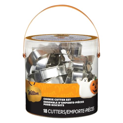 Halloween Metal Cookie Cutter Set with Spooky Shapes - Silver, 18-Piece