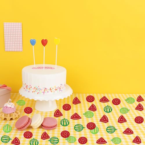 Watermelon Confetti - 200Pcs Double-Sided Green and Red Paper Table Decor for Summer Parties - Watermelon Variation