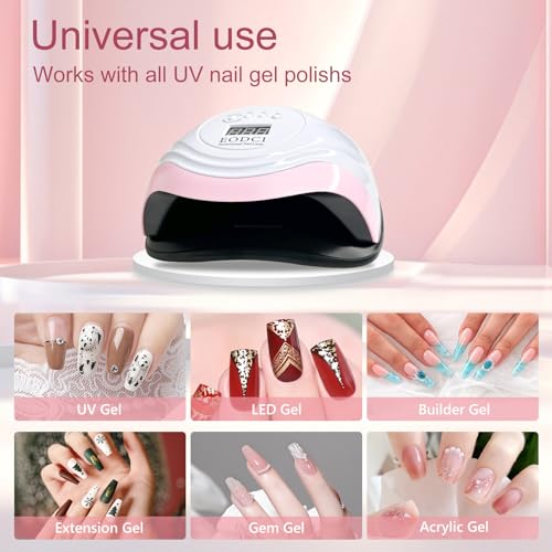 UV LED Nail Lamp 168W with Auto Sensor for Gel Nails - Pink Variation
