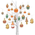 Fall Tree Ornaments Set - Shatterproof Halloween & Autumn Decorations, Orange Green, 24 Pieces