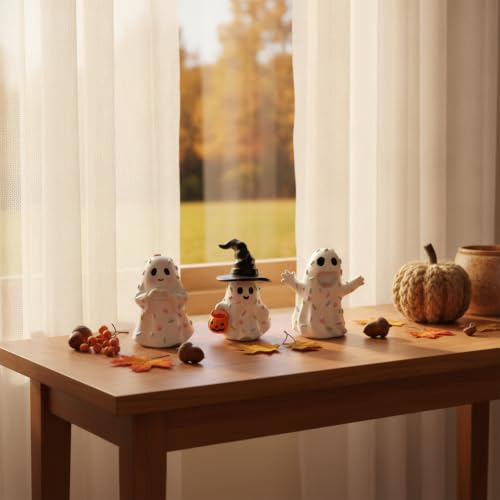 Halloween Ghost Figurine Set A - 3 PCS Spooky Ghost Decorations for Home & Party