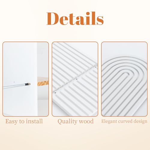 White Boho Wall Candle Sconces Set of 2 Rustic Wooden Candle Holders for Bedroom & Living Room