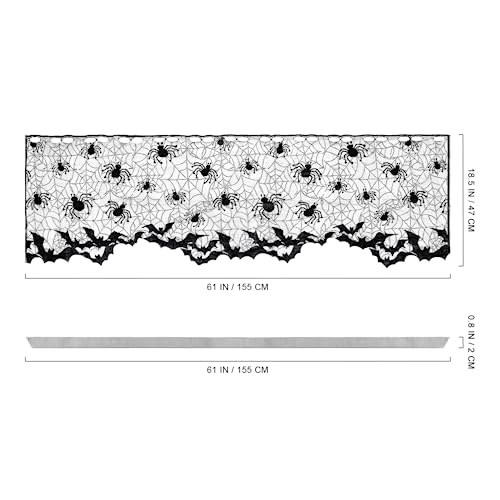 VALICLUD 2pcs Halloween Lace Window Curtain Spiderweb Bats Door Decor