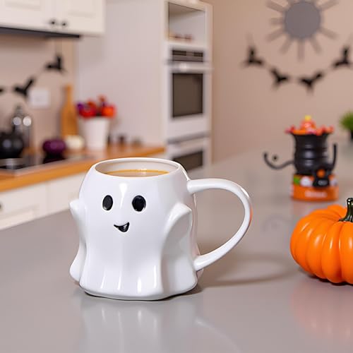 White Halloween Ghost Mug 3D Ceramic Coffee Cup - Novelty Spooky Drinkware