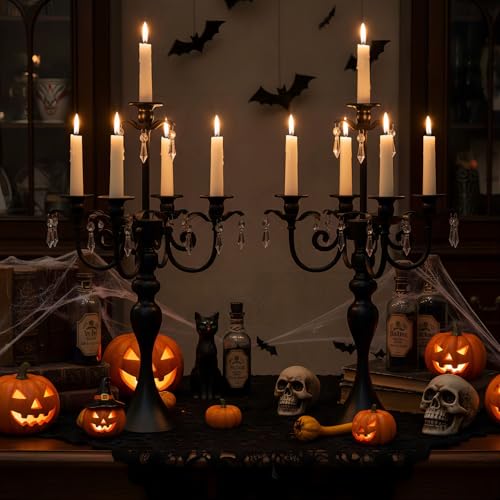 Black 5-Arm Candelabra Centerpiece for Table - 20.3 Inch Tall, 2 Pack Variation