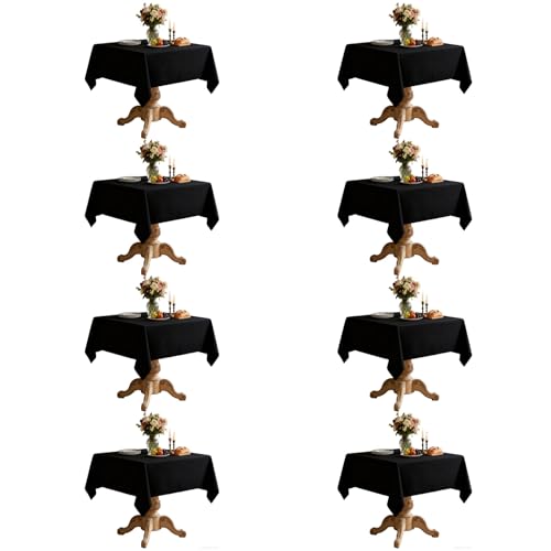 Black 70x70 Inch Square Tablecloth - 8 Pack, Reusable Polyester, Elegant Dining