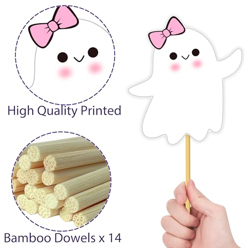 Halloween Ghost Centerpiece Sticks - 14 Pack Spooky Table Decorations for Parties
