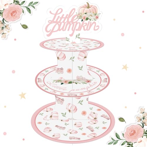 Pink Pumpkin Cupcake Stand 3-Tier Halloween Cardboard Tower - Aukolass