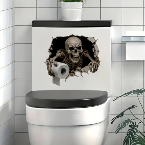 Halloween Toilet Lid Stickers 3D Skeleton Wall Decals - Halloween-3