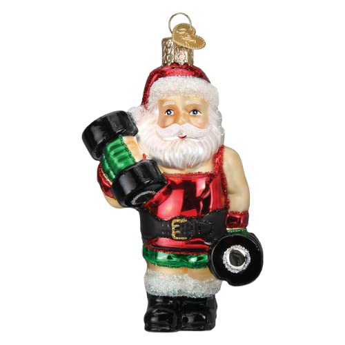 Christmas Ornament Bodybuilder Santa Glass Blown Holiday Decor