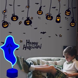 Halloween Ghost Neon Sign with Lamp Base - Purple Halloween Decoration