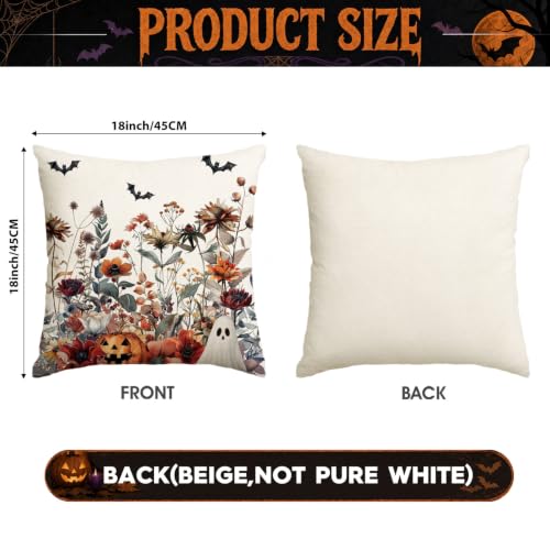 White Halloween Horror Throw Pillow Covers - 18 x 18 Inch Set of 2