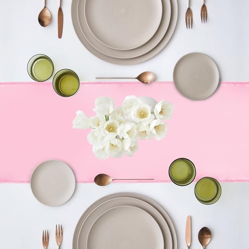 Pink Satin Table Runner 12x108 Inch Pack of 10 - Wedding & Party Decor